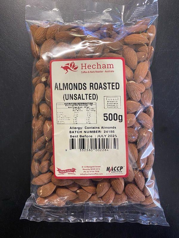 Almonds Roasted Unsalted 500g