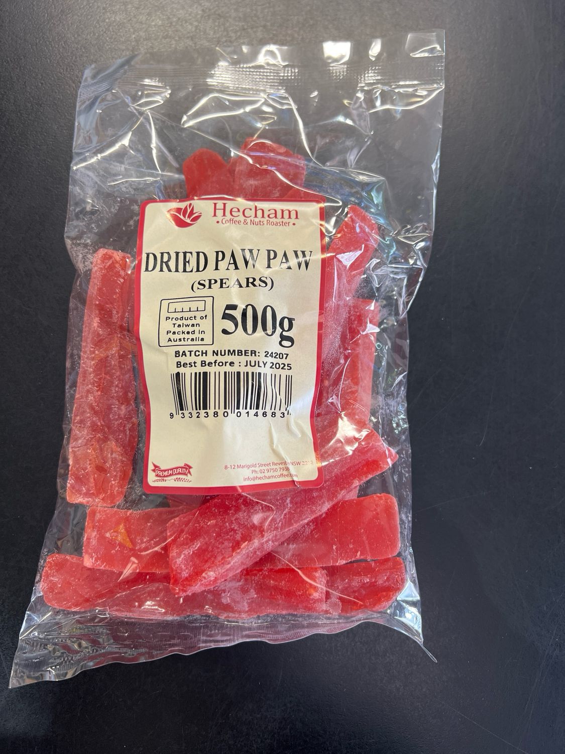 Dried Paw Paw Spears 500g
