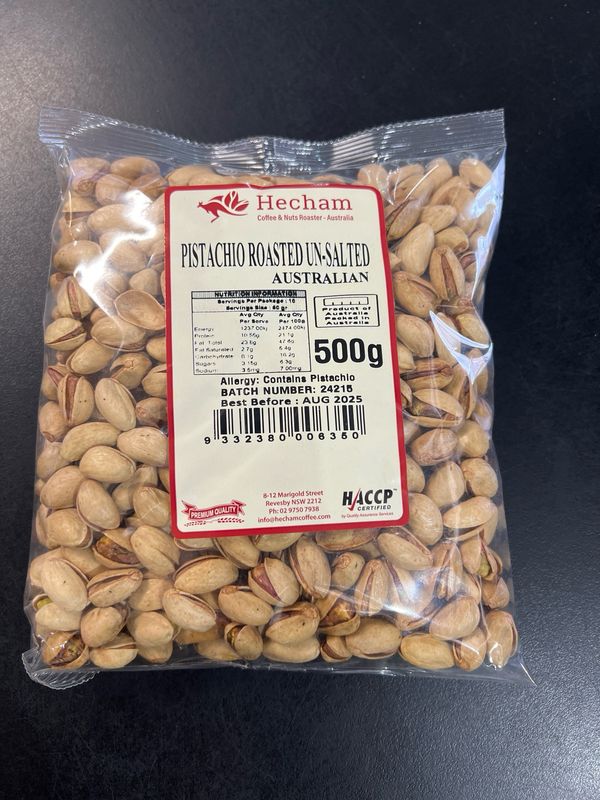 Pistachio Roasted Unsalted 500g