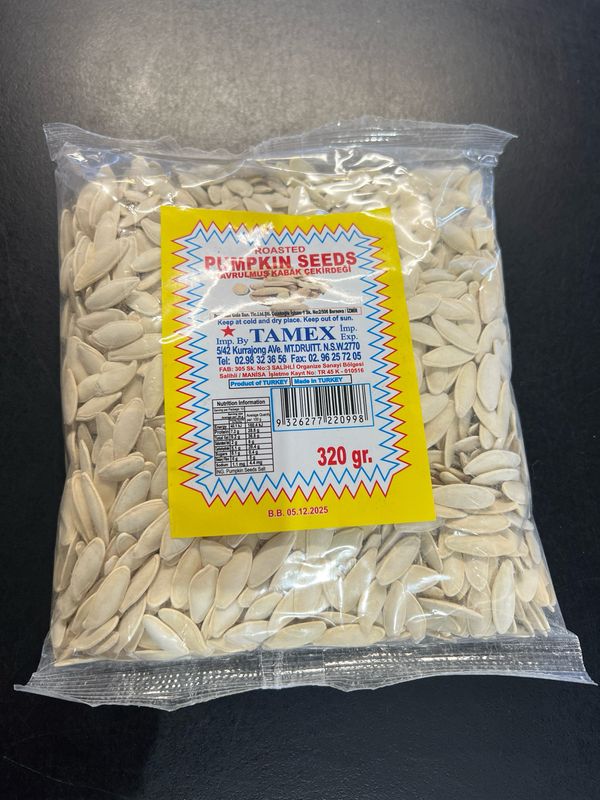 Tamex Pumpkin Seeds Roasted Unsalted 320g