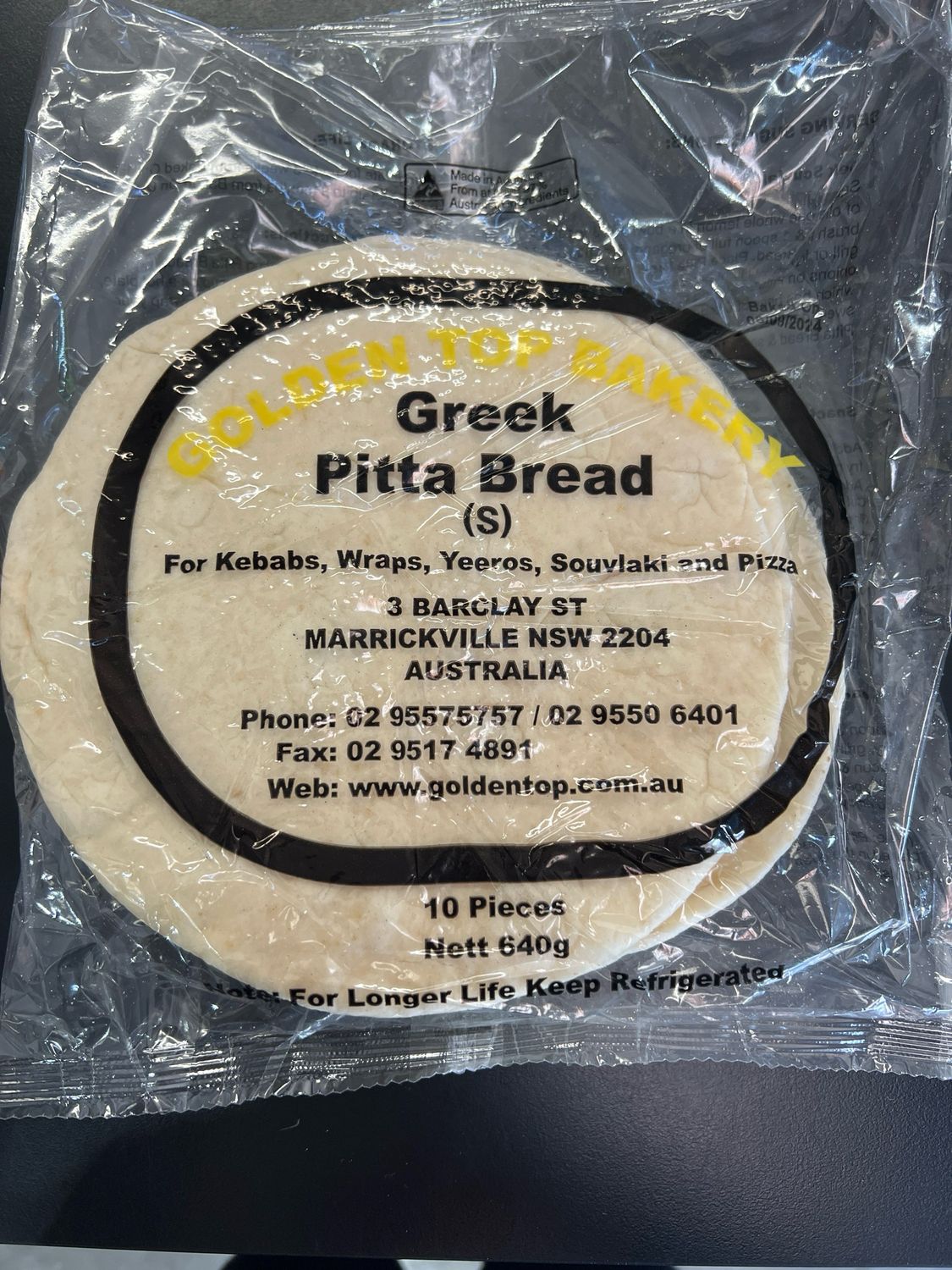 Greek Pitta Bread - Small - 10 Pack