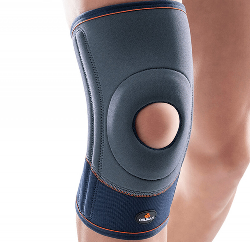 Joelheira estabilizadora em neoprene com rótula aberta