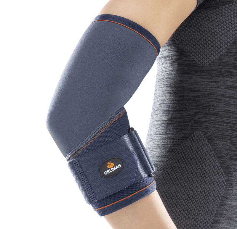Cotoveleira de neoprene com tira de aperto e almofada de silicone