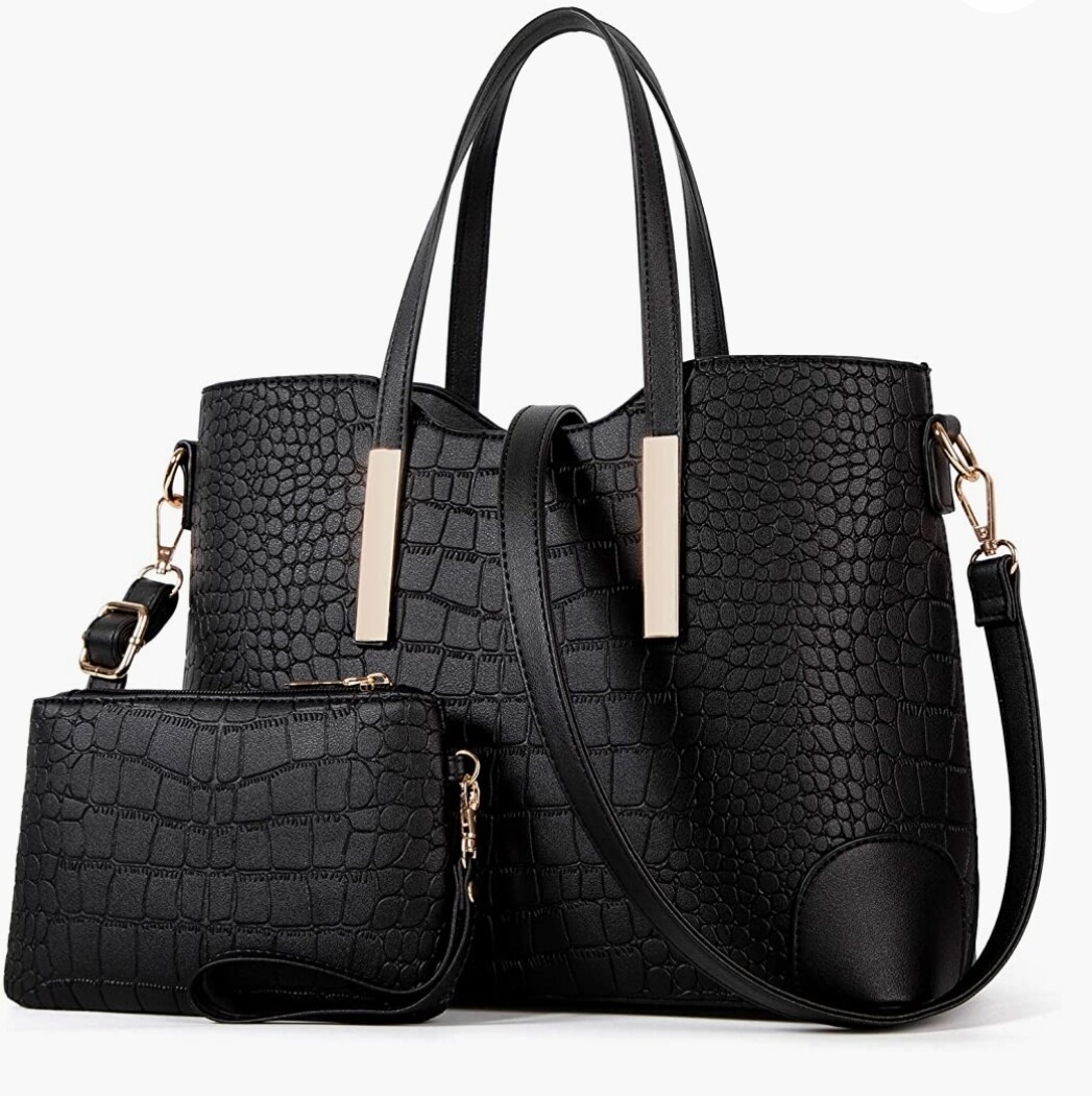 Black Crocodile Handbag with purse