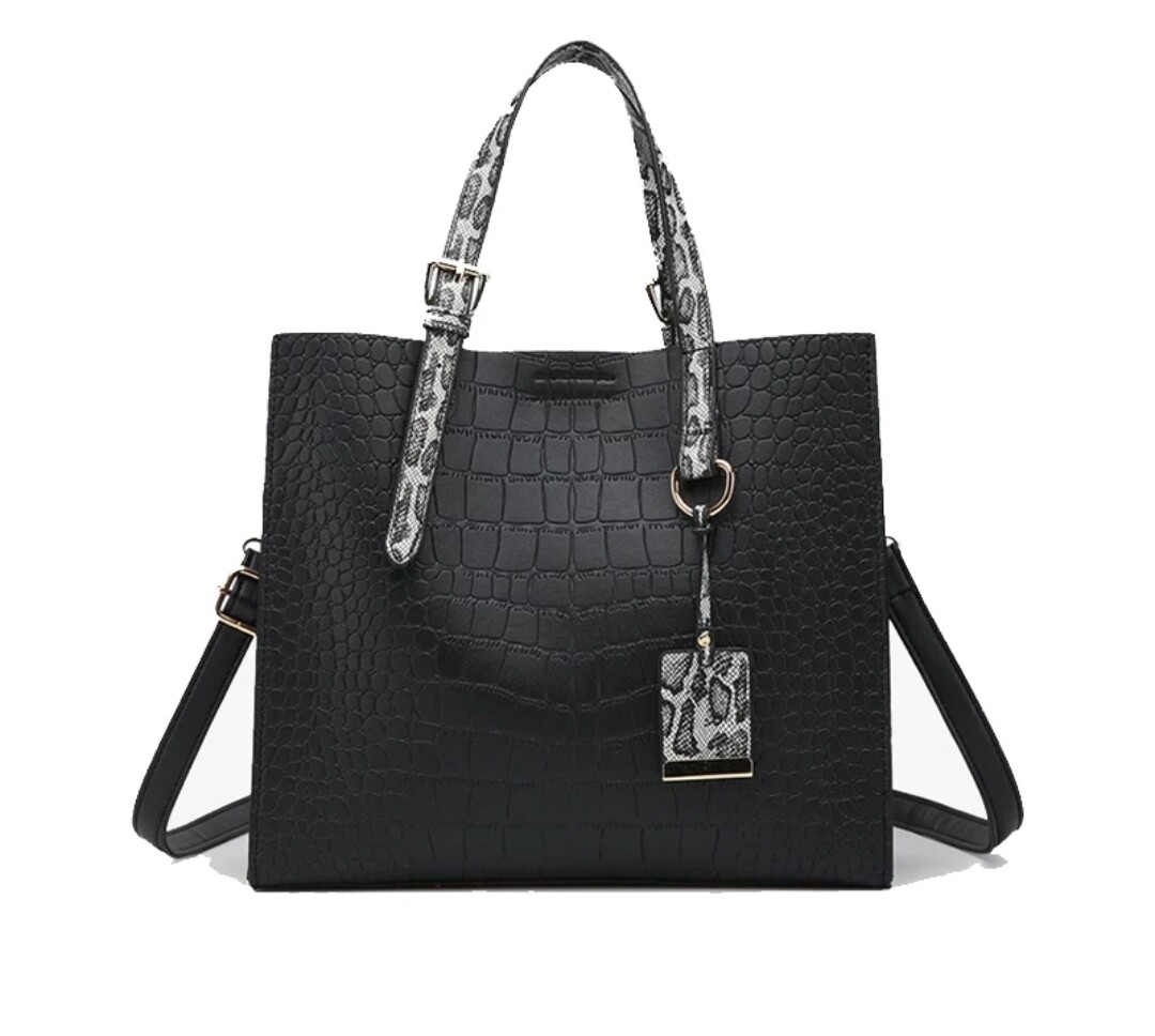 Crocodile handbag with snake skin strap