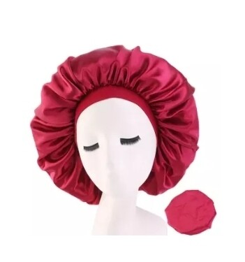 Large Satin Bonnet - Wine