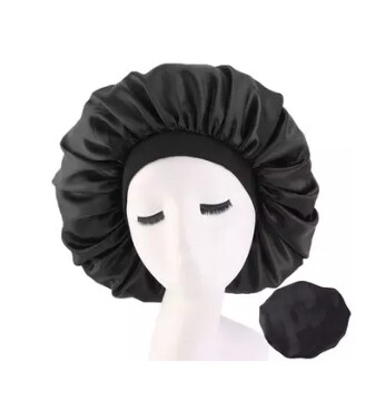 Large Satin Bonnet - Black