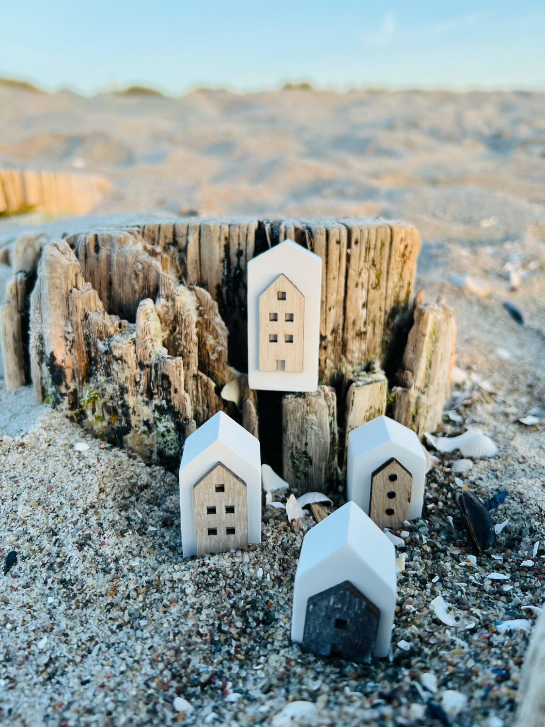 Weiße Stadt am Meer 4er-Pack