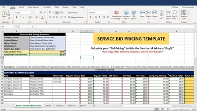 Service Bid Pricing Template