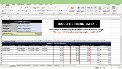 Product Bid Pricing Template