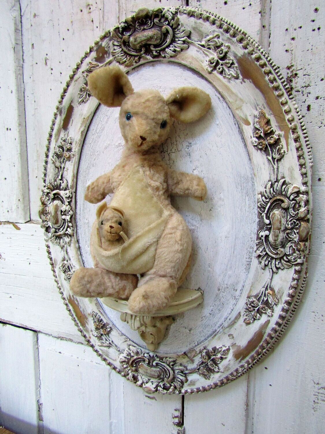 Storybook style Kangaroo with baby in pouch wall decor