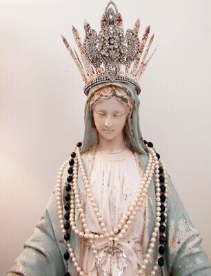SOLD Large Virgin Mary statue with rhinestone crown home decor SOLD Large Virgin Mary statue with rhinestone crown home decor