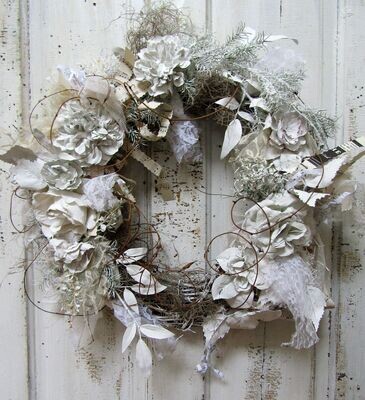 Large French Nordic white wreath, handmade plaster dipped roses door wreath Large French Nordic white wreath, handmade plaster dipped roses door wreath