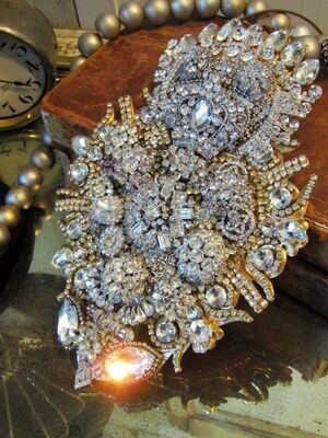 SOLD Large rhinestone embellished Santos sacred heart, French flaming heart garland SOLD Large rhinestone embellished Santos sacred heart, French flaming heart garland
