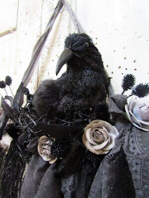 Black Gothic Victorian crow and lace garland large wall decor Black Gothic Victorian crow and lace garland large wall decor