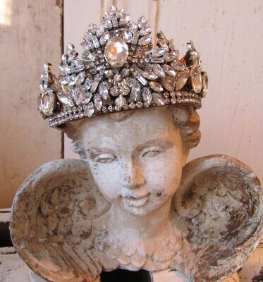 Handmade rhinestone and metal crown for statues by Anita Spero