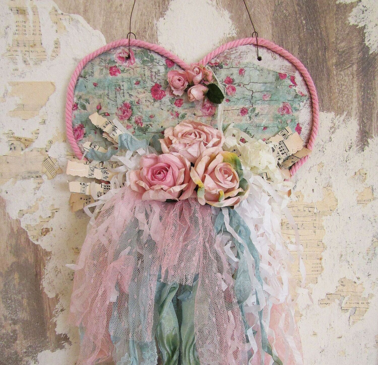 SOLD Shabby chic pastel wall or door decor by Anita Spero Design