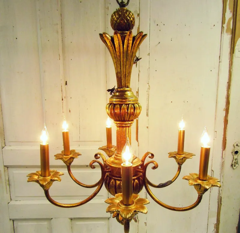 French wood Chandelier embellished and unique