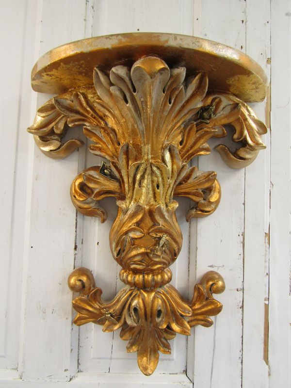 Very unique large antique vintage shelf sconce embellished composite wall decor perfect for accent lighting or candles Anita Spero Design