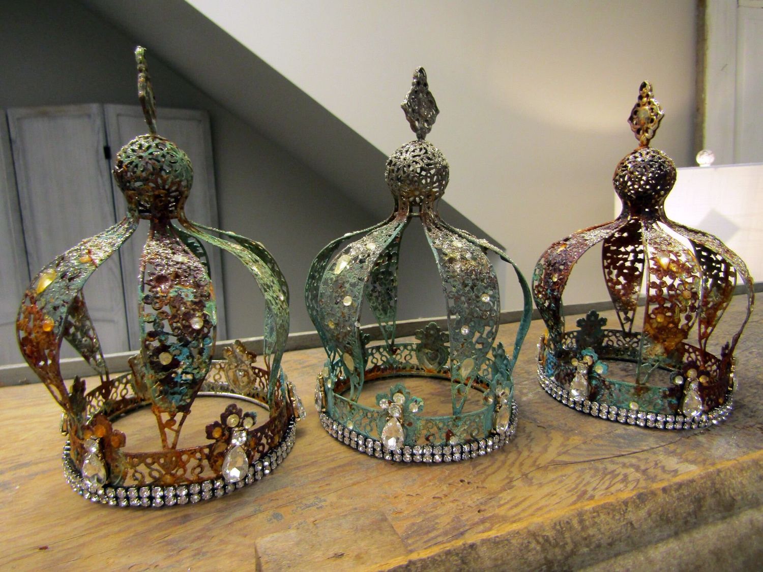 Jeweled metal crowns (set 1) for statues and figurines home decor or gift ideas anita spero design