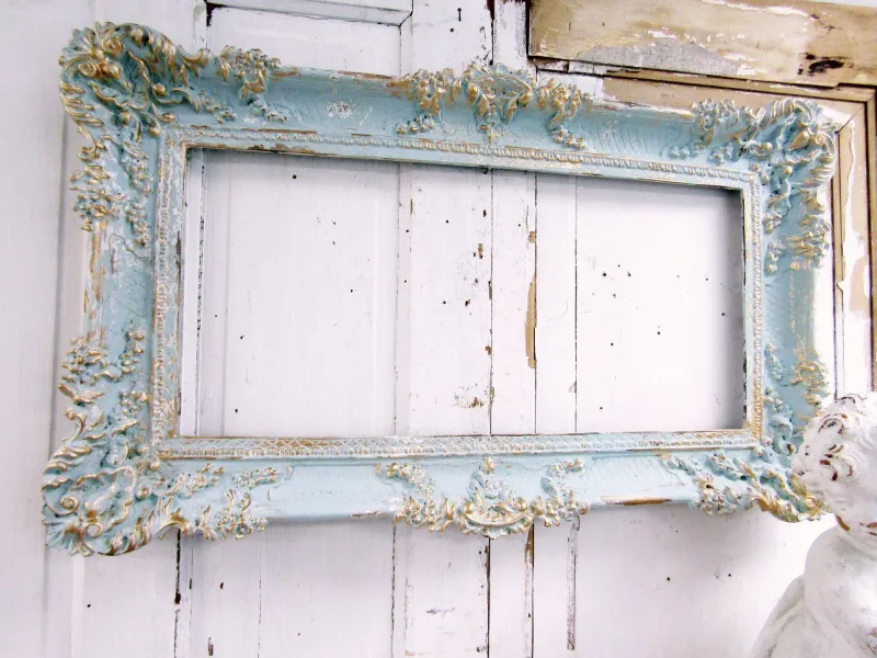 Hand painted large distressed picture frame
