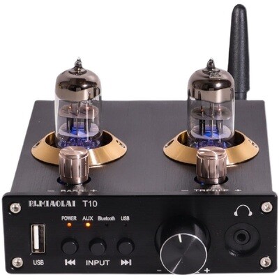 PJ.MIAOLAI Vacuum Tube Power Amplifier, HiFi, Bluetooth 5.0, Stereo, Desktop Headphone, Music Player, USB, 50W + 50W
