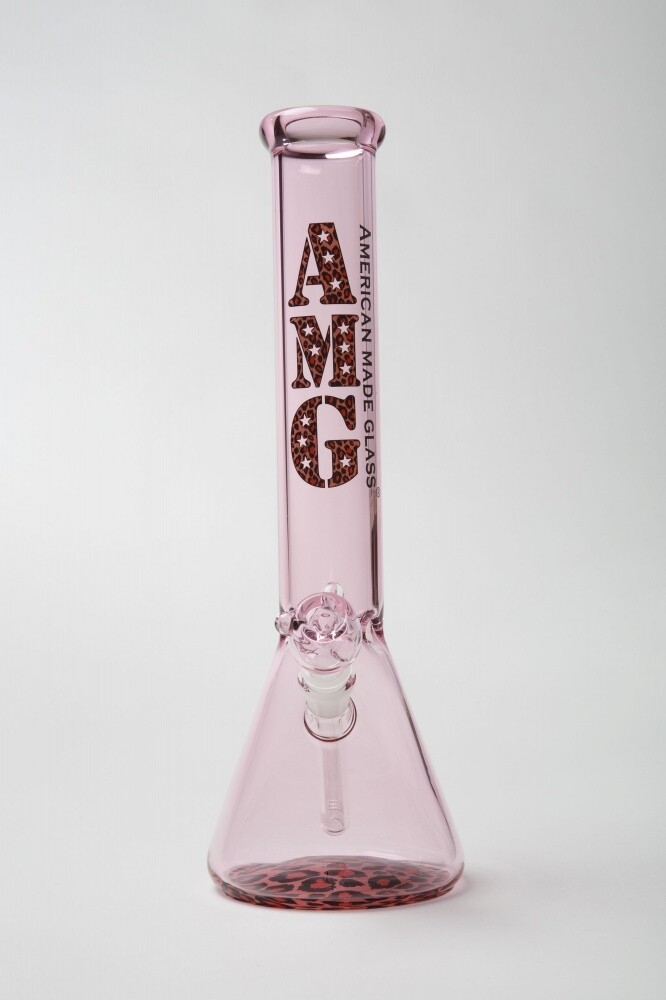 AMG 15" Pink Water Pipe With Leopard Design