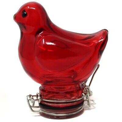 Glass Bird Jar 100ml Med Red