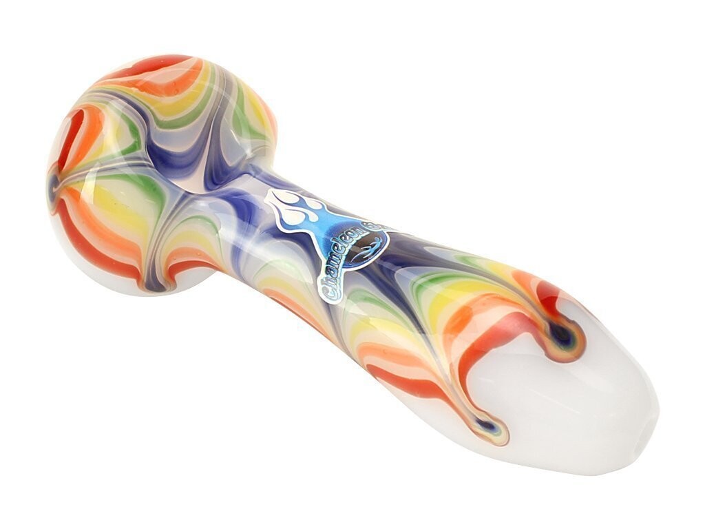 Chamaeleon Glass White Rainbow Splat Pipe