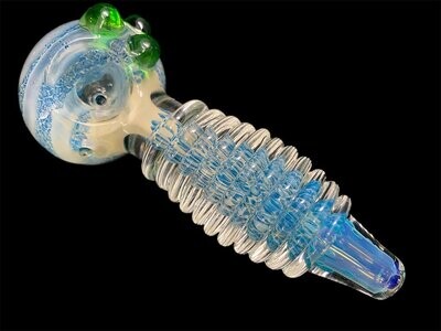 Fire and ice glass pipe blue