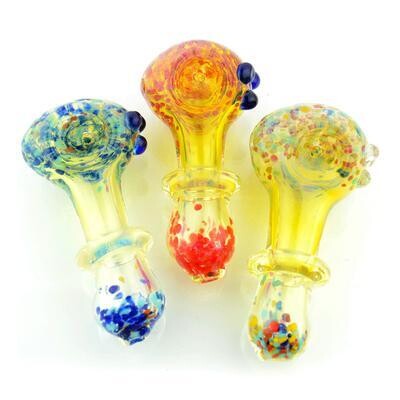 3" Fume Glass Ring Frit Hand Pipe Approx 70 Grams