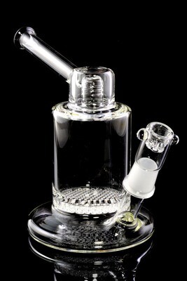 Clear Glass on Glass Stemless Water Pipe with Honeycomb Perc