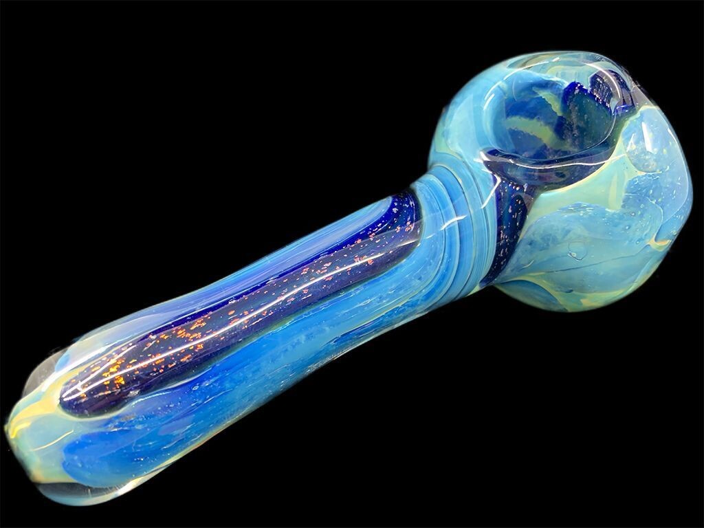 Dichroic Blue Bomber Glass Pipe