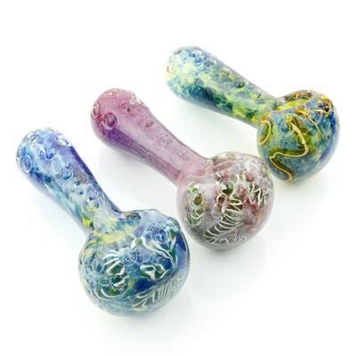 3.5" Spoon Hand Pipe with Color Glass Frit Design