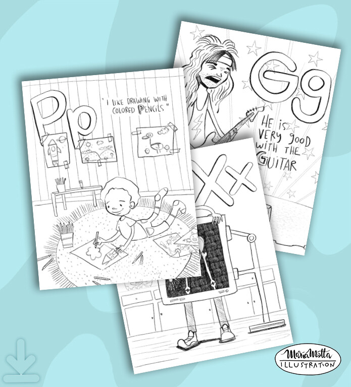 English Coloring Ebook
