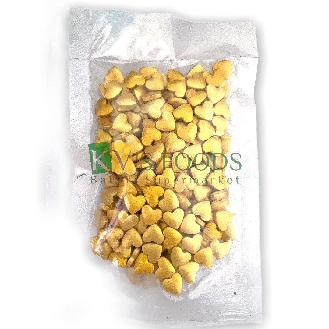 Imported Golden Hearts Edible Confetti Sprinkles for Cake and Dessert Decoration