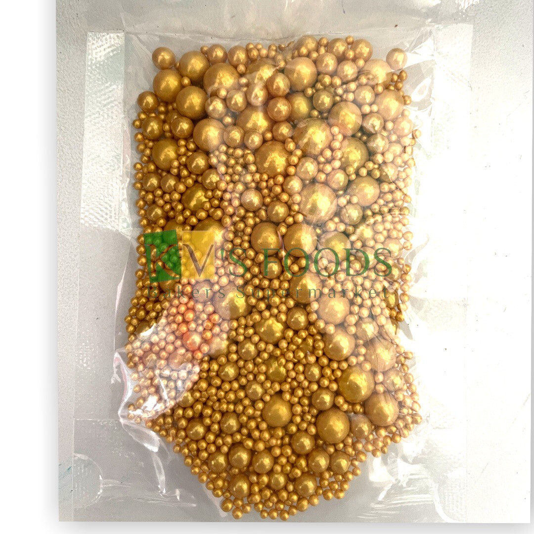Imported Golden Balls Mix Size Edible Confetti Sprinkles for Cake and Dessert Decoration
