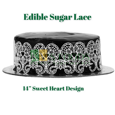 14” Edible Sugar Lace - Sweet Heart Design (Set Of 5)