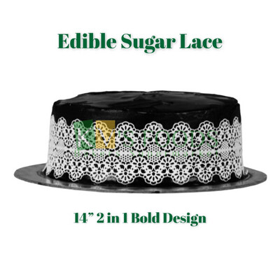 14” Edible Sugar Lace - 2 In 1 Bold Design (Set Of 5)
