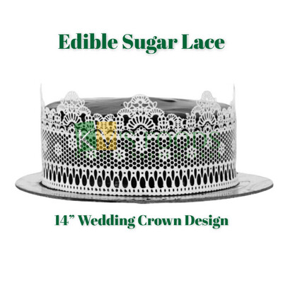 14” Edible Sugar Lace - Wedding Crown Design (Set Of 5)