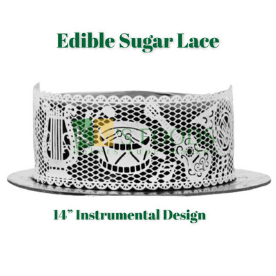 14” Edible Sugar Lace - Musical Instrument Design (Set Of 5)