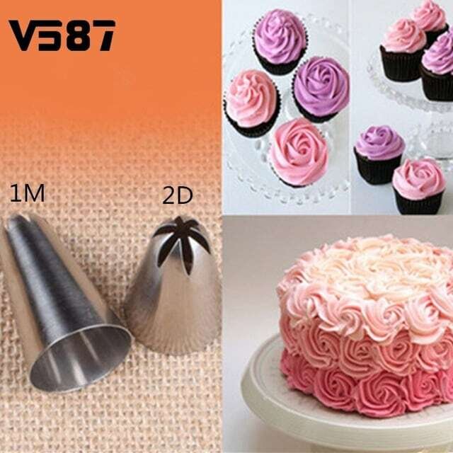 2pcs Stainless Steel Icing Cake Nozzles N1 & N2 / 1M & 2D Decorating Tips