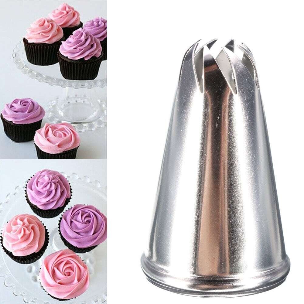 Junlinto Stainless Steel Eight Teeth Drop Rose Flower Icing Piping Cake Nozzle Tips