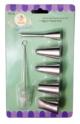 6 PCs Set Stainless Steel Cake Decorating Tips Flower Cake Nozzles Tool