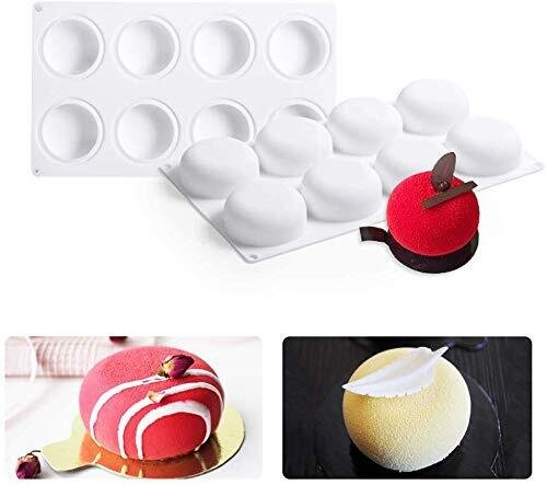8 Cavity 3D Silicone Convex Rounds Baking Cake Muffin Soap Pudding Jelly Mould
