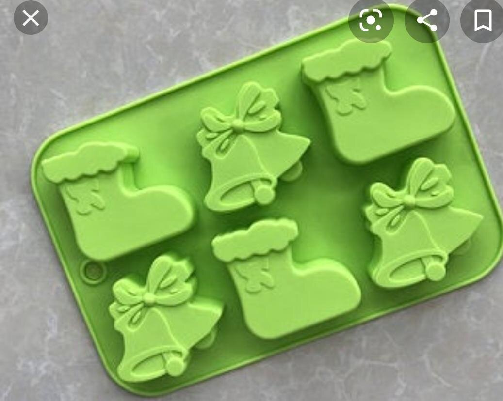 6 Cavity Christmas Socks & Bells Silicon Moulds Muffin Soap Jelly Mould Cake Tools