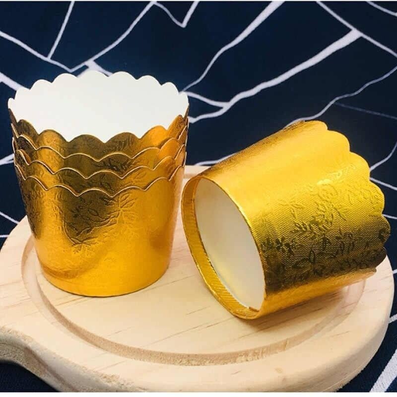 50 Pcs Gold/Red/Blue Paper Cupcake Baking Cups Any One Color Cake Tools