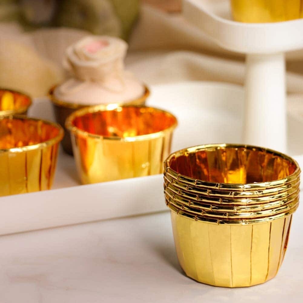 50 Pieces Golden Cupcake Bakeable Muffin Paper Cups Cake Tools