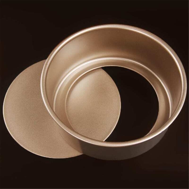 Round NonStick Gold Cake Pan Mold 8 Inch With Removable Loose Bottom