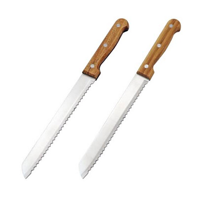 Single Piece Wooden Handle Stainless Steel Bread Cake Cutting Knife Cake Tools